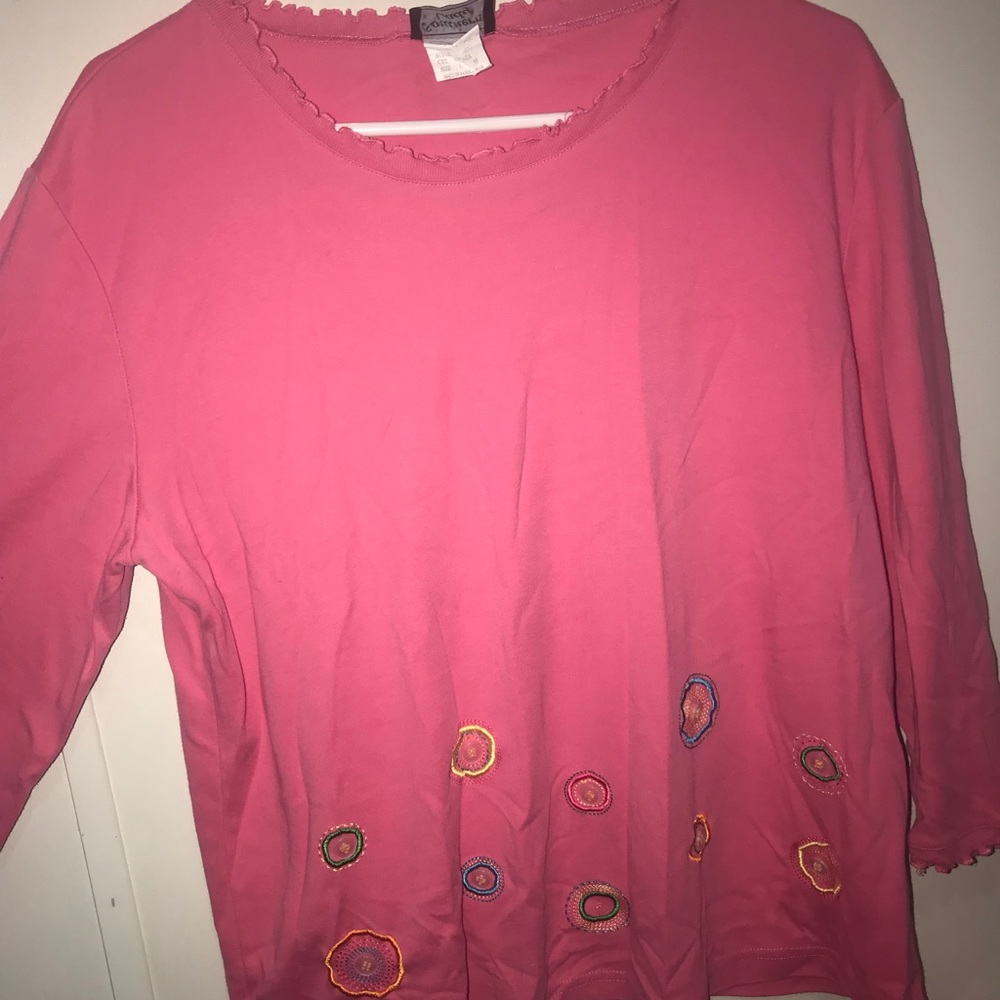 Southern lady pink ruffle long sleeve top